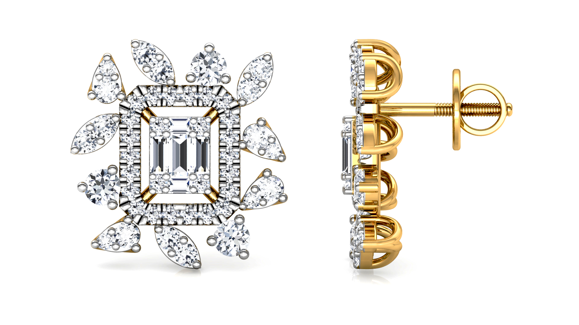 Designer Trendy Gold Diamond Earring