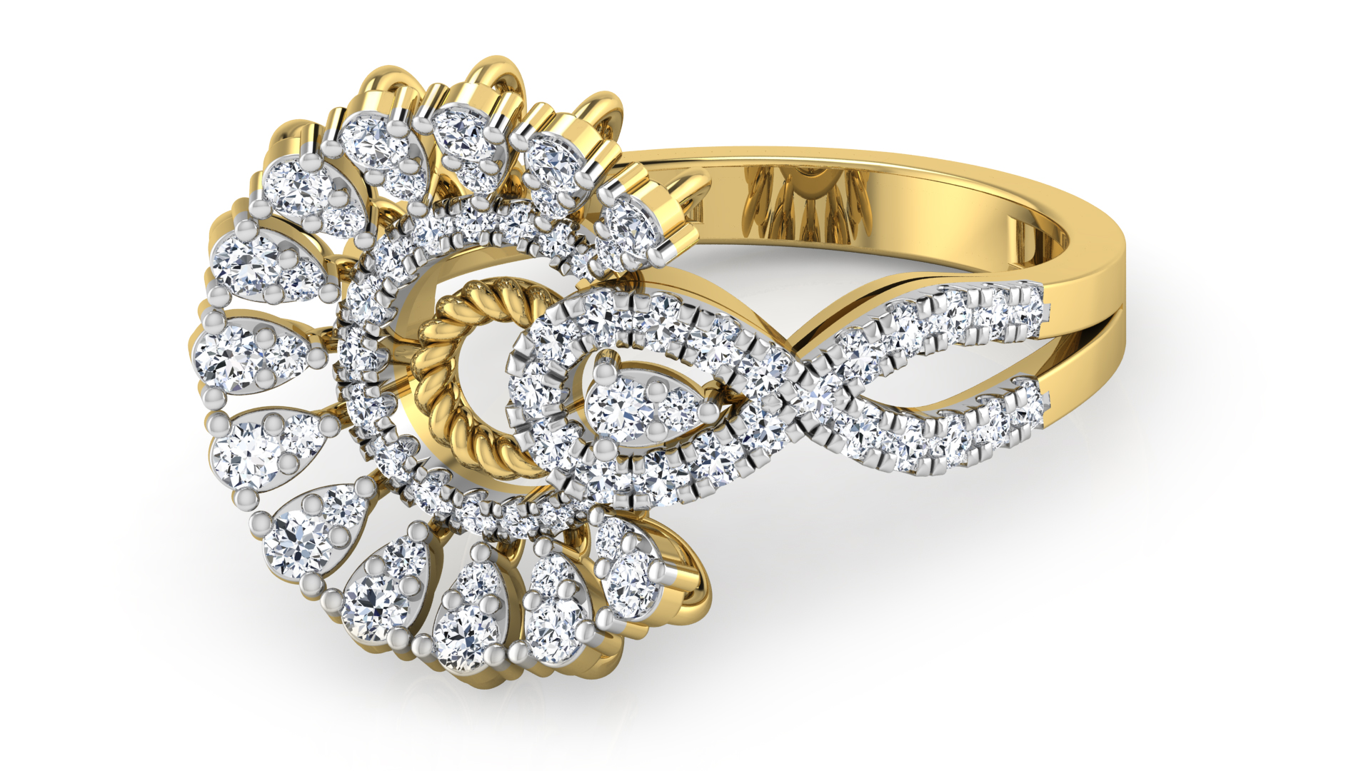 Designer Stylish 18 K Gold Diamond Ring for Women and Girls