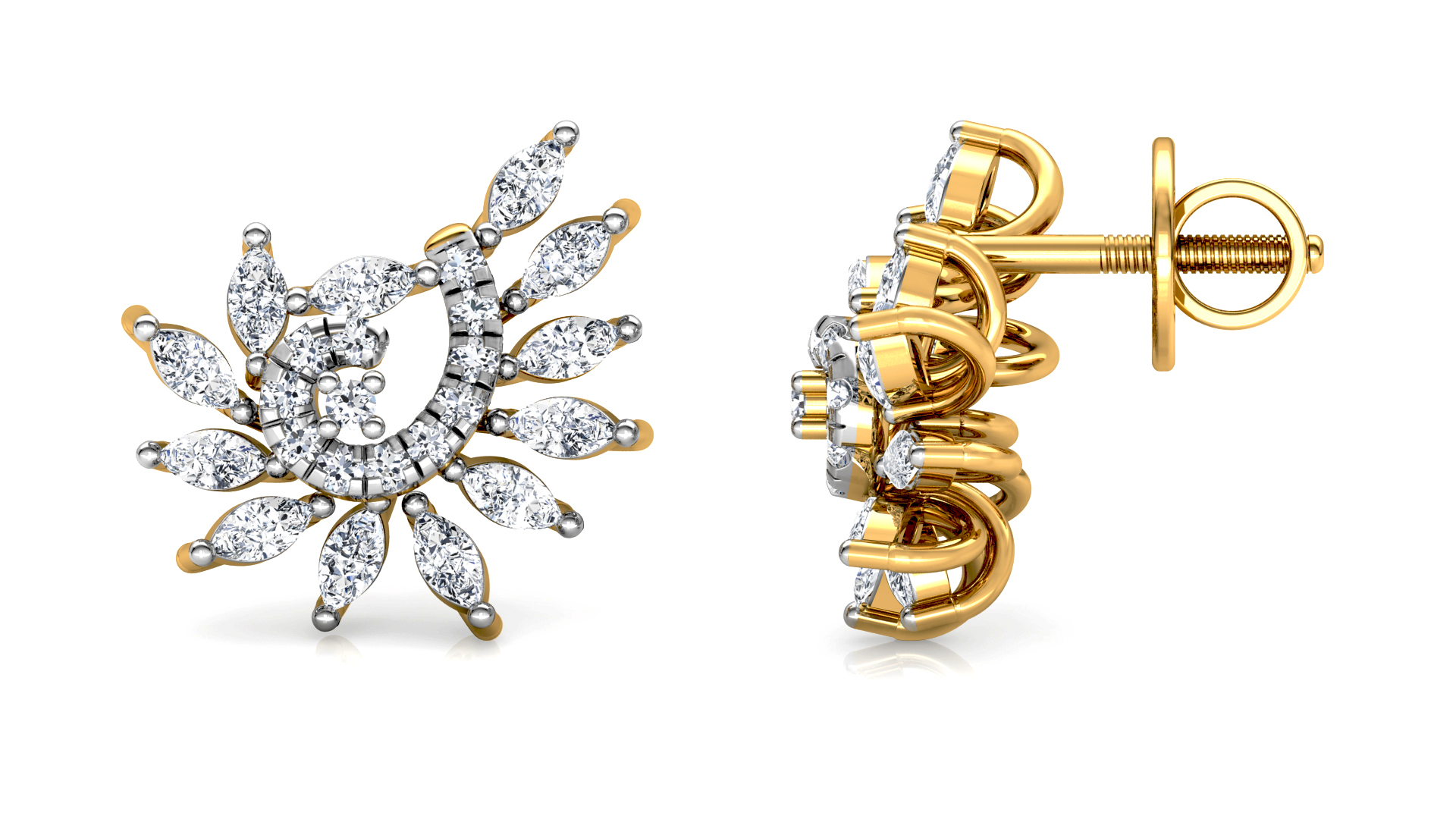 Designer Trendy Gold Diamond Earring