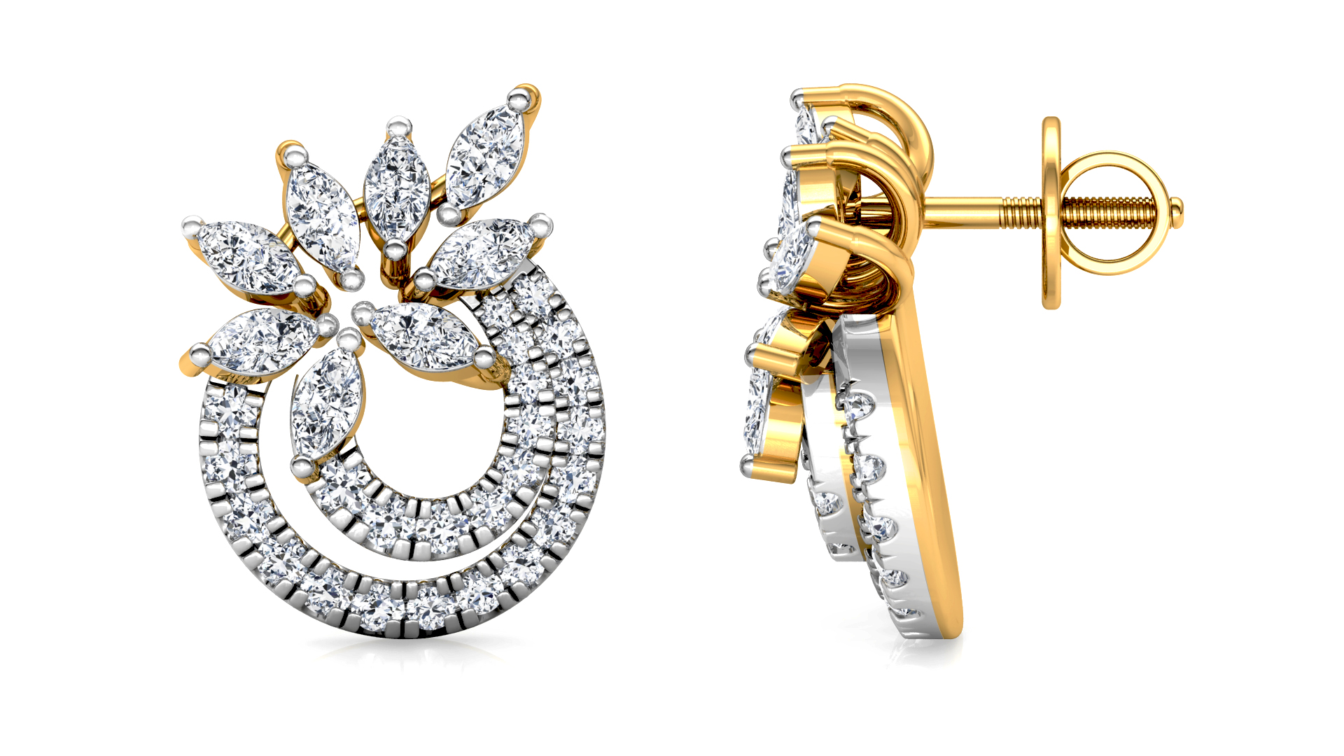 Designer Trendy Gold Diamond Earring