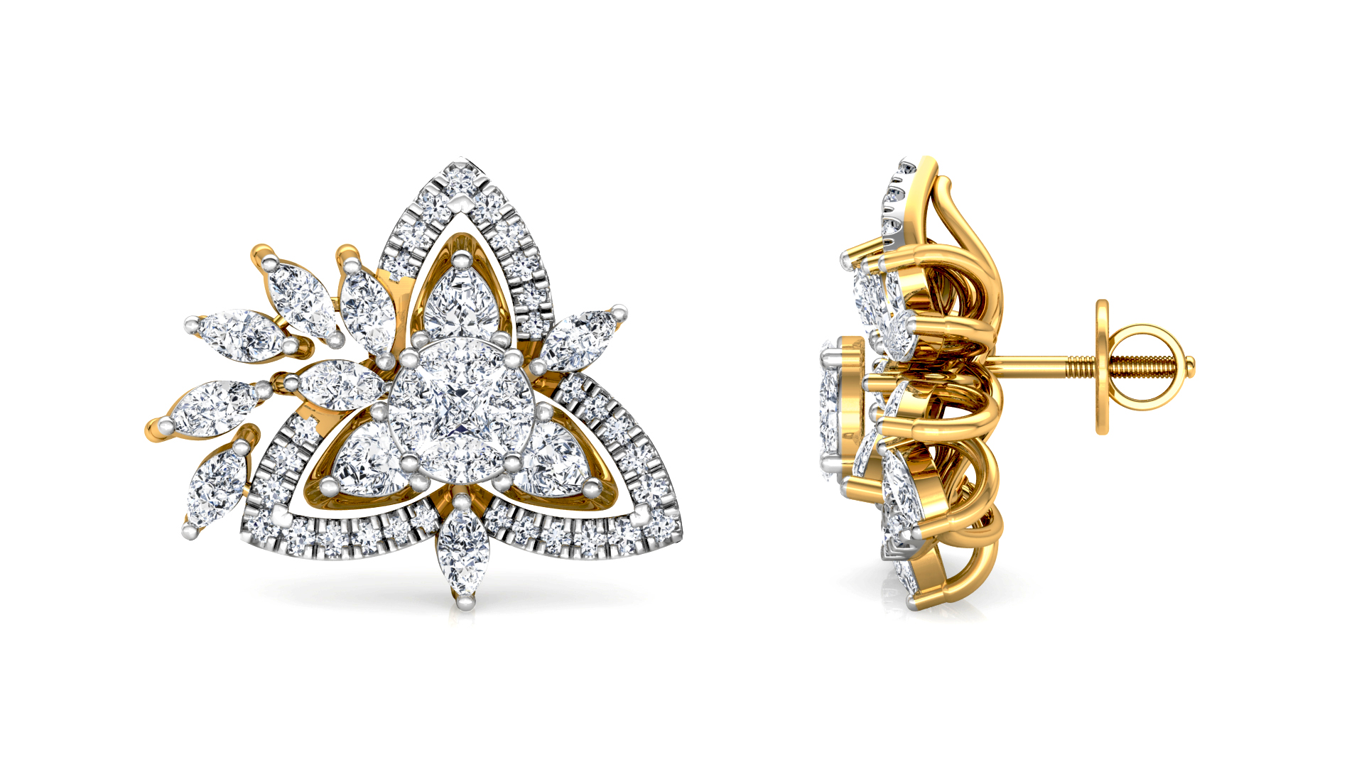 Designer Gold Trendy Diamond Earring