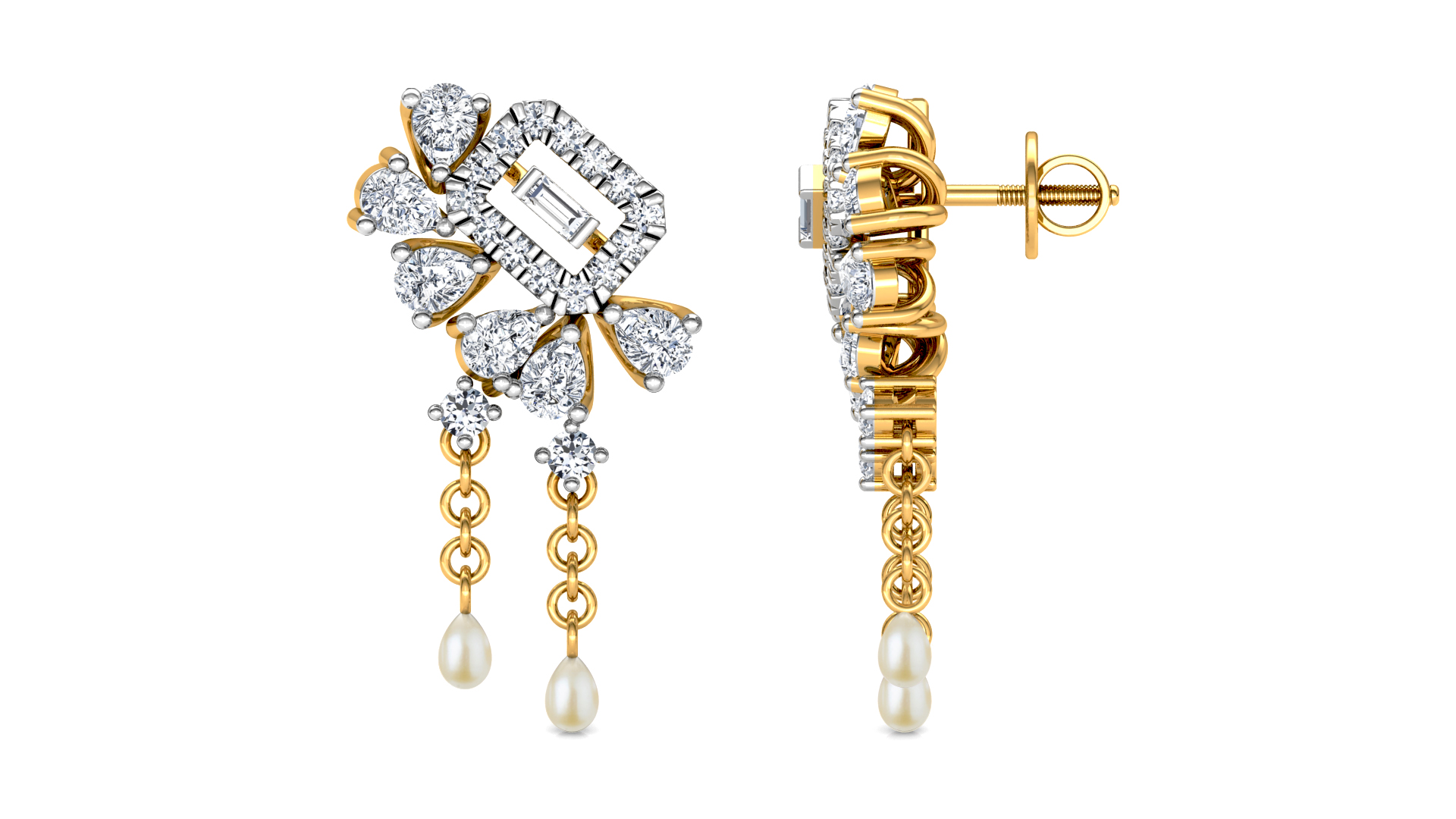Designer Gold Trendy Diamond Earring