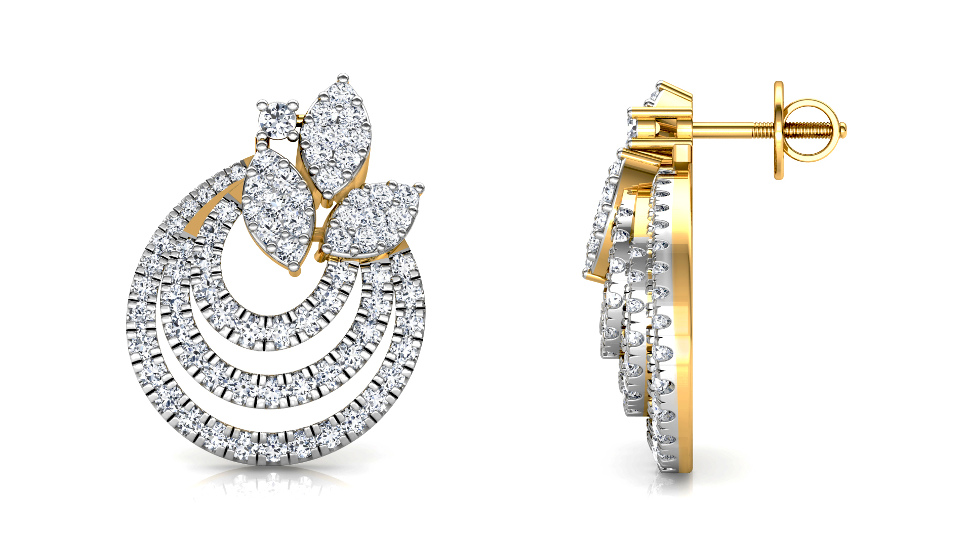 Designer Trendy Gold Diamond Earring