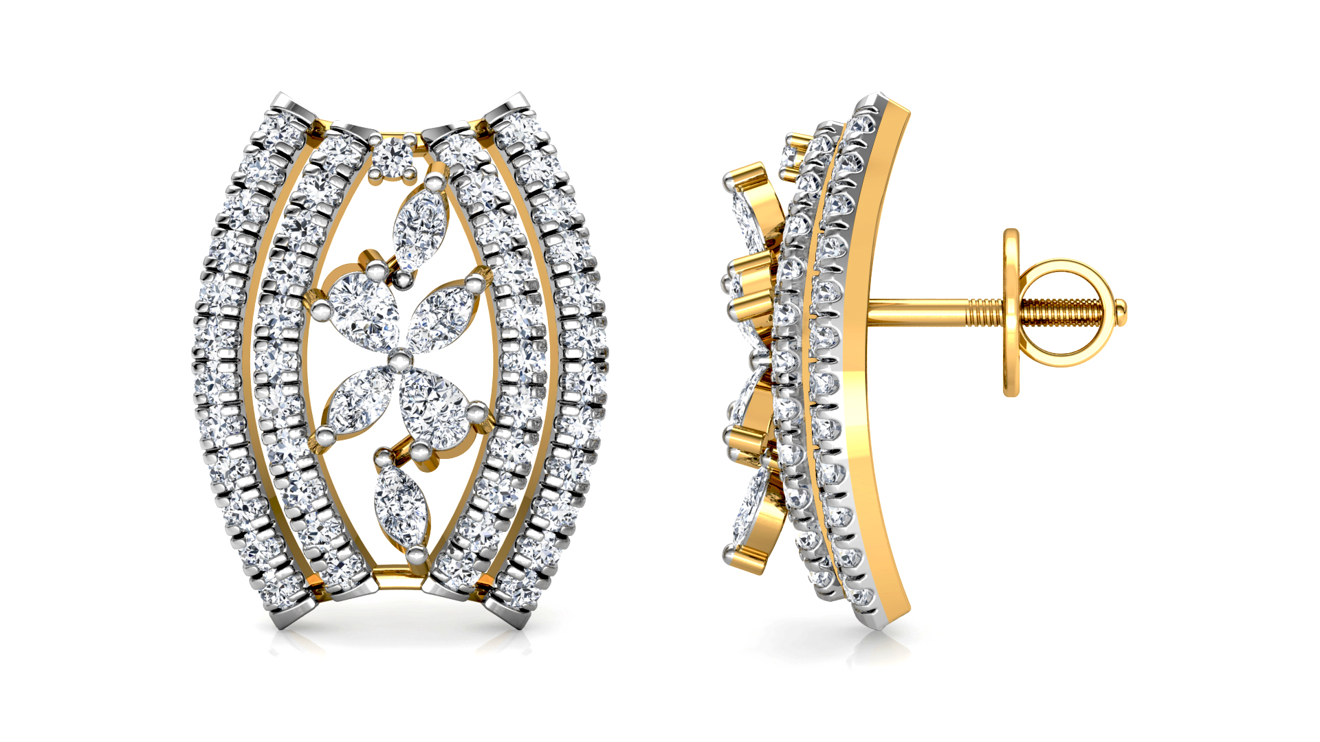 Designer Trendy Gold Diamond Earring