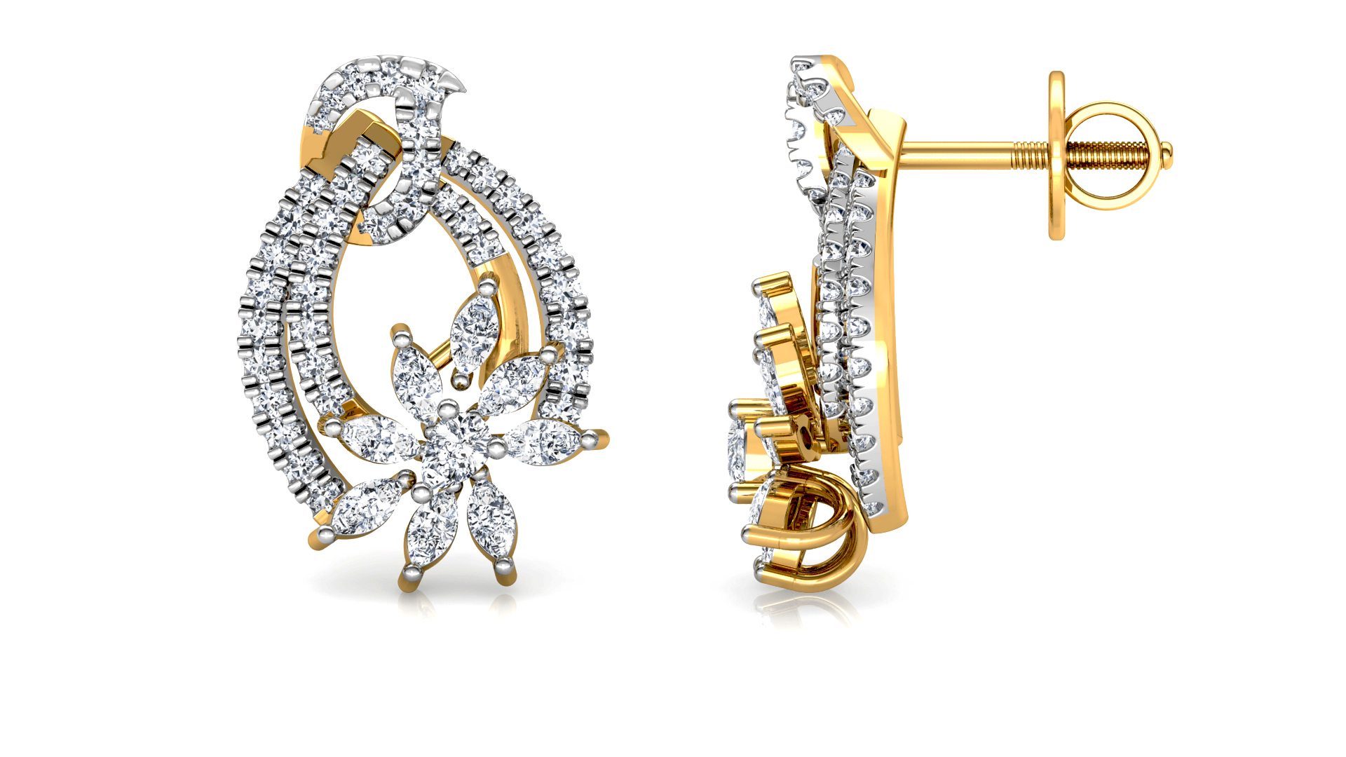 Designer Trendy Gold Diamond Earring