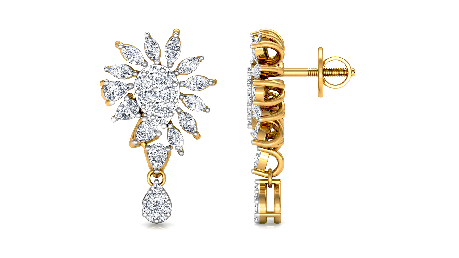Designer Trendy Gold Diamond Earring