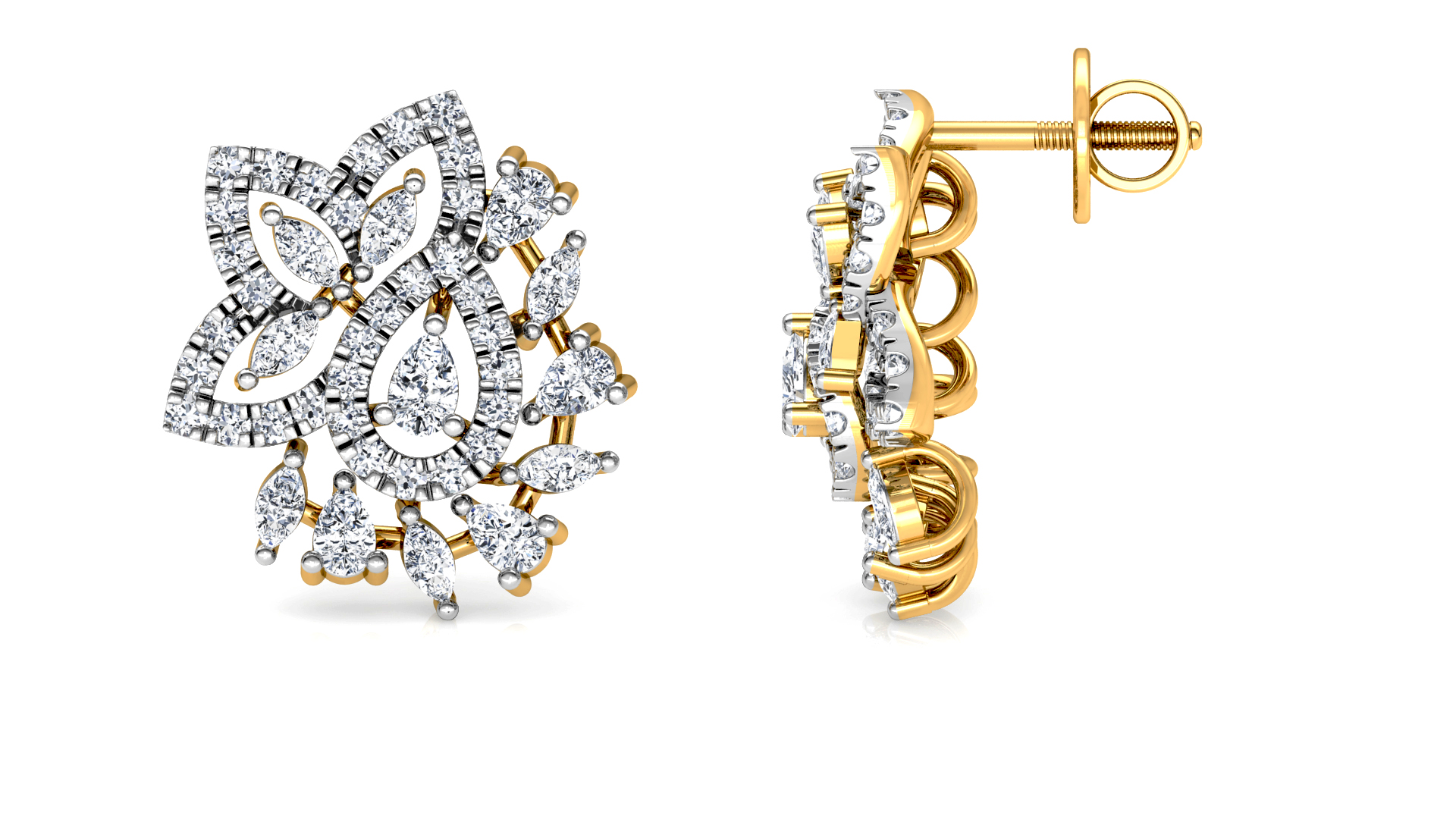 Designer Trendy Gold Diamond Earring