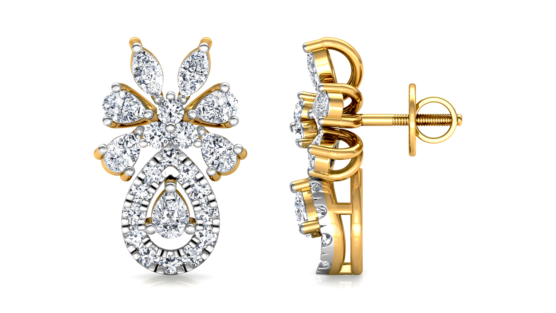 Designer Trendy Gold Diamond Earring