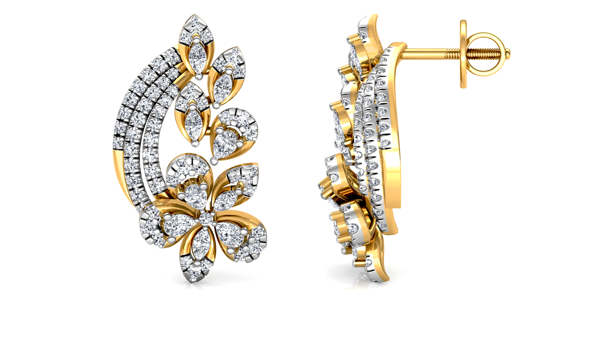Designer Trendy Gold Diamond Earring