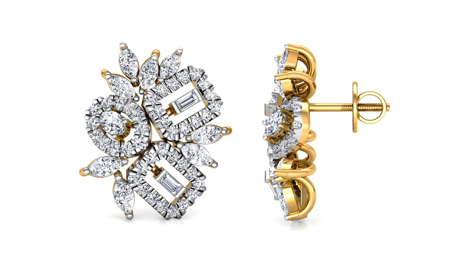 Designer Trendy Gold Diamond Earring