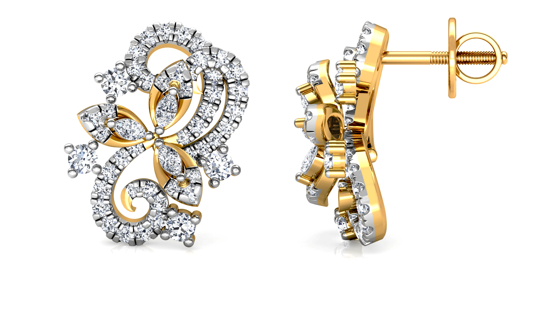 Designer Trendy Gold Diamond Earring