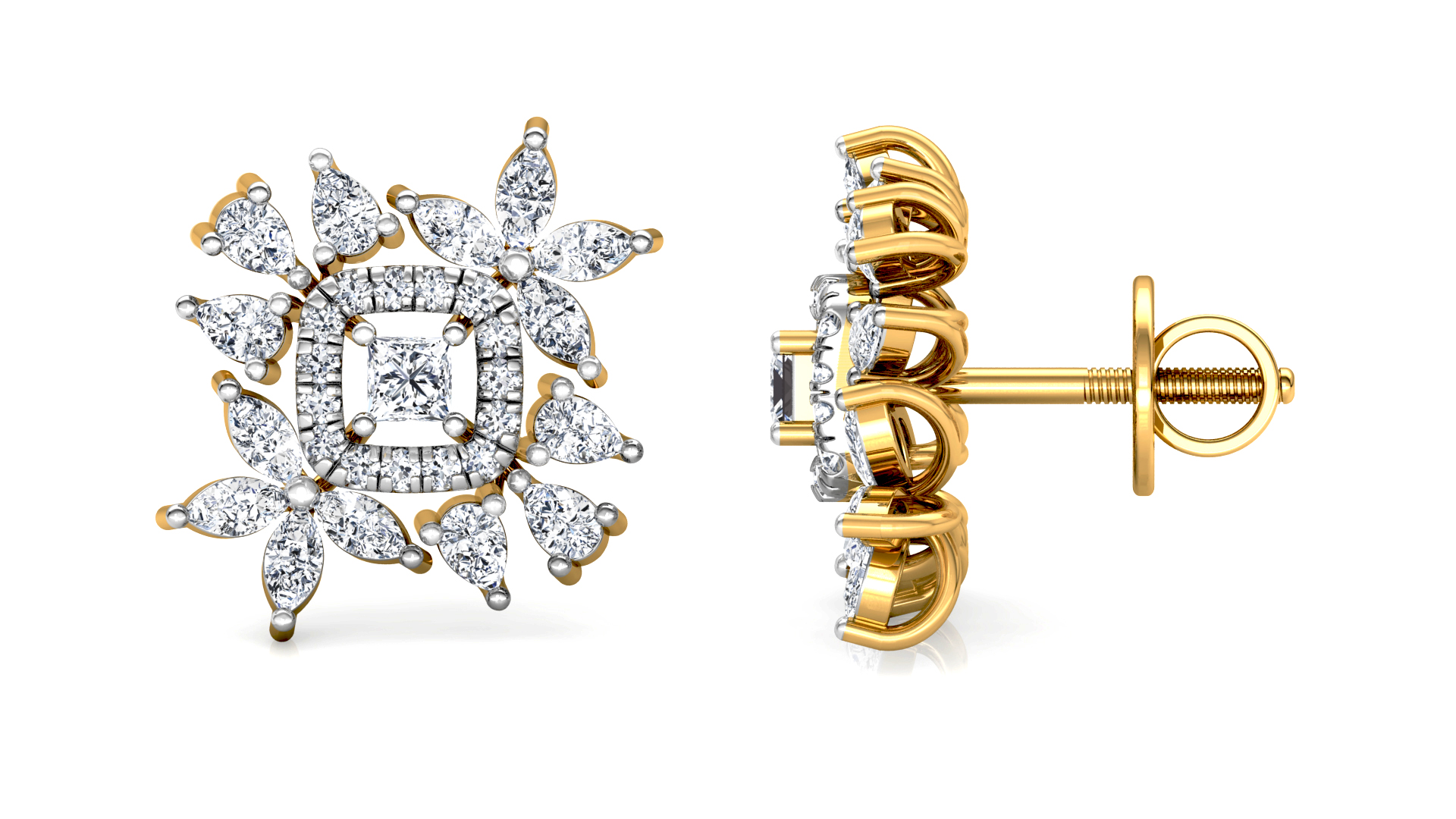 Designer Trendy Gold Diamond Earring