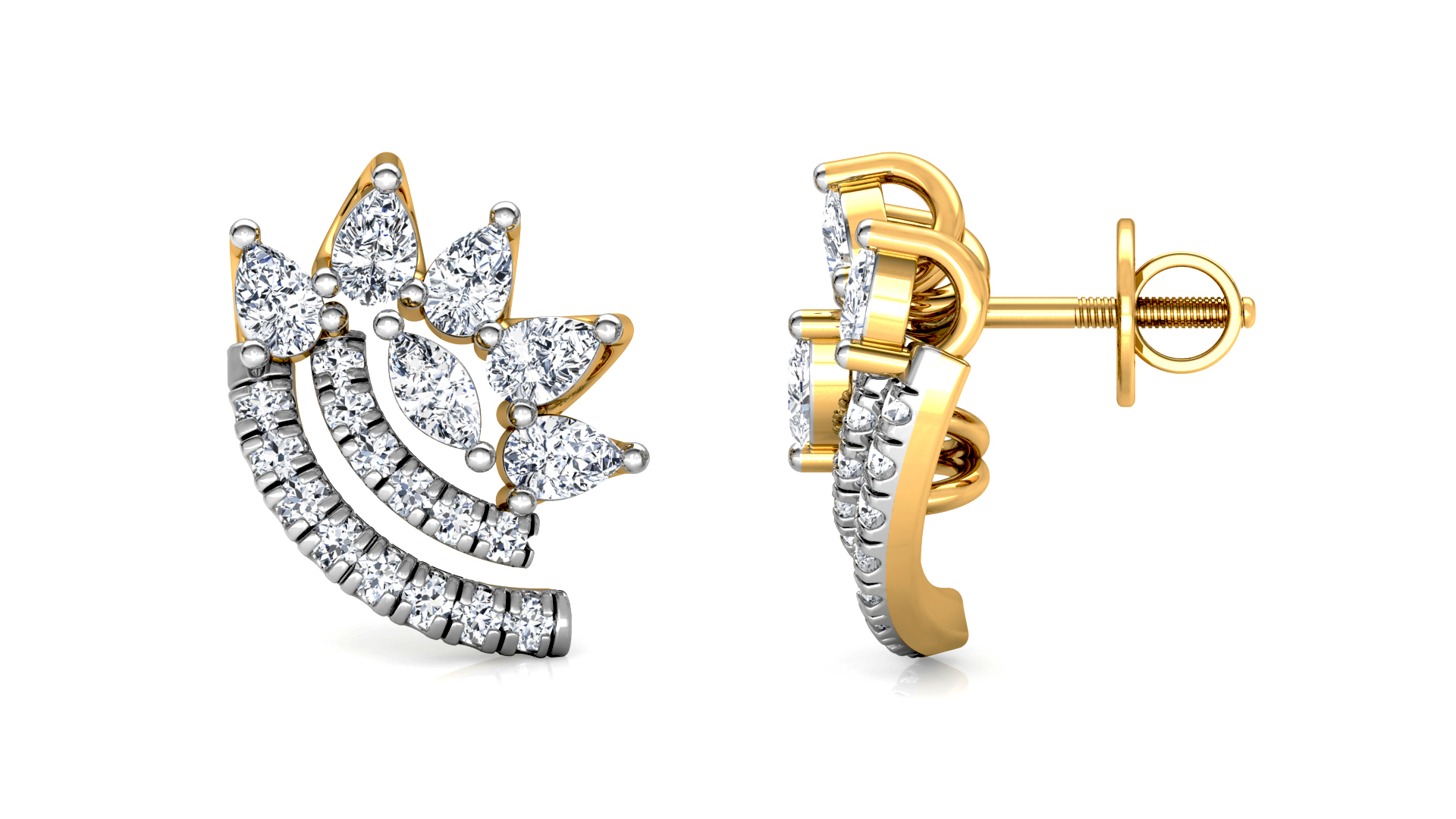 Designer Trendy Gold Diamond Earring