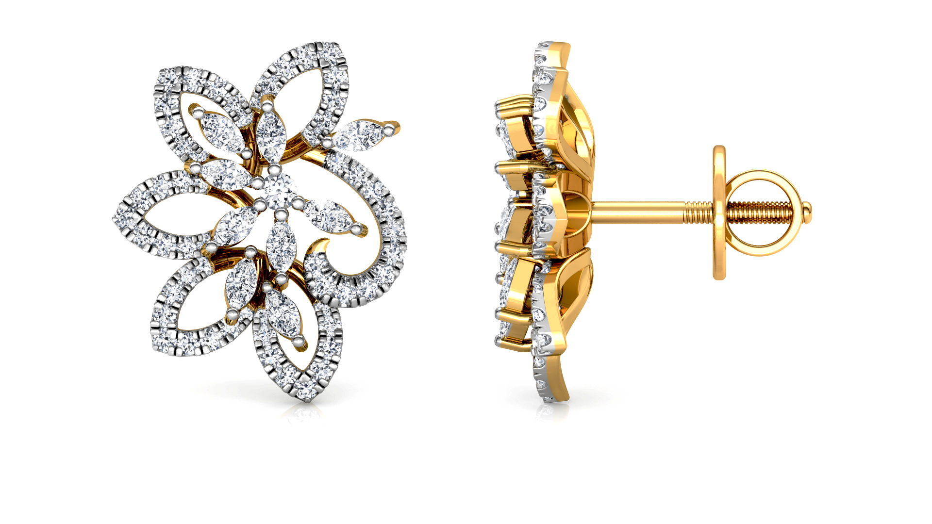 Designer Trendy Gold Diamond Earring