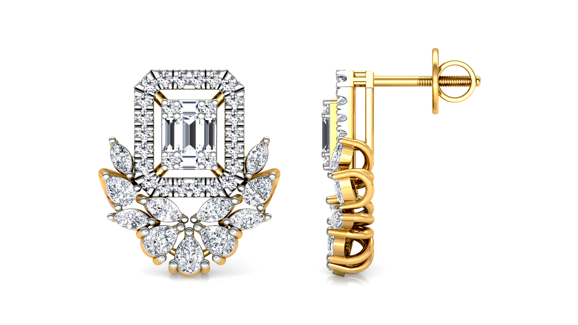 Designer Trendy Gold Diamond Earring