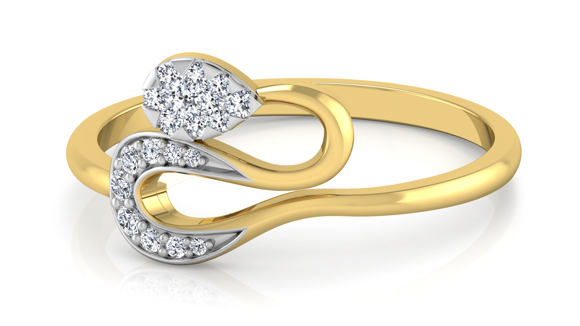 Designer Stylish 18 K Gold Diamond Ring for Women and Girls