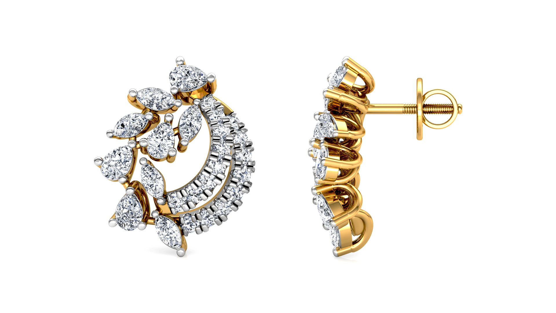 Designer Trendy Gold Diamond Earring