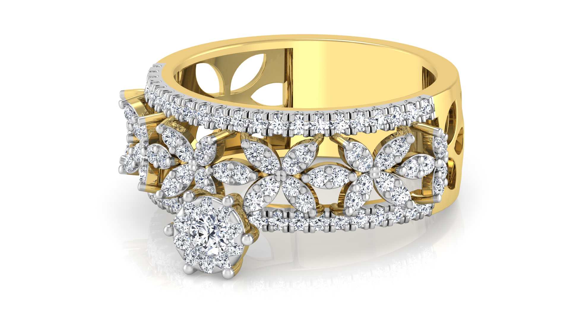Designer Stylish 18 K Gold Diamond Ring for Women and Girls