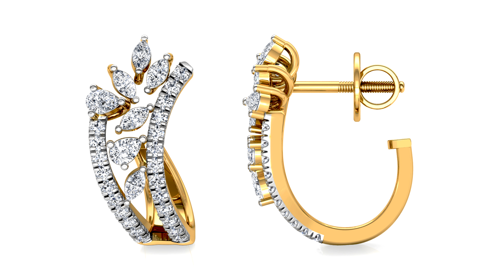 Designer Trendy Gold Diamond Earring