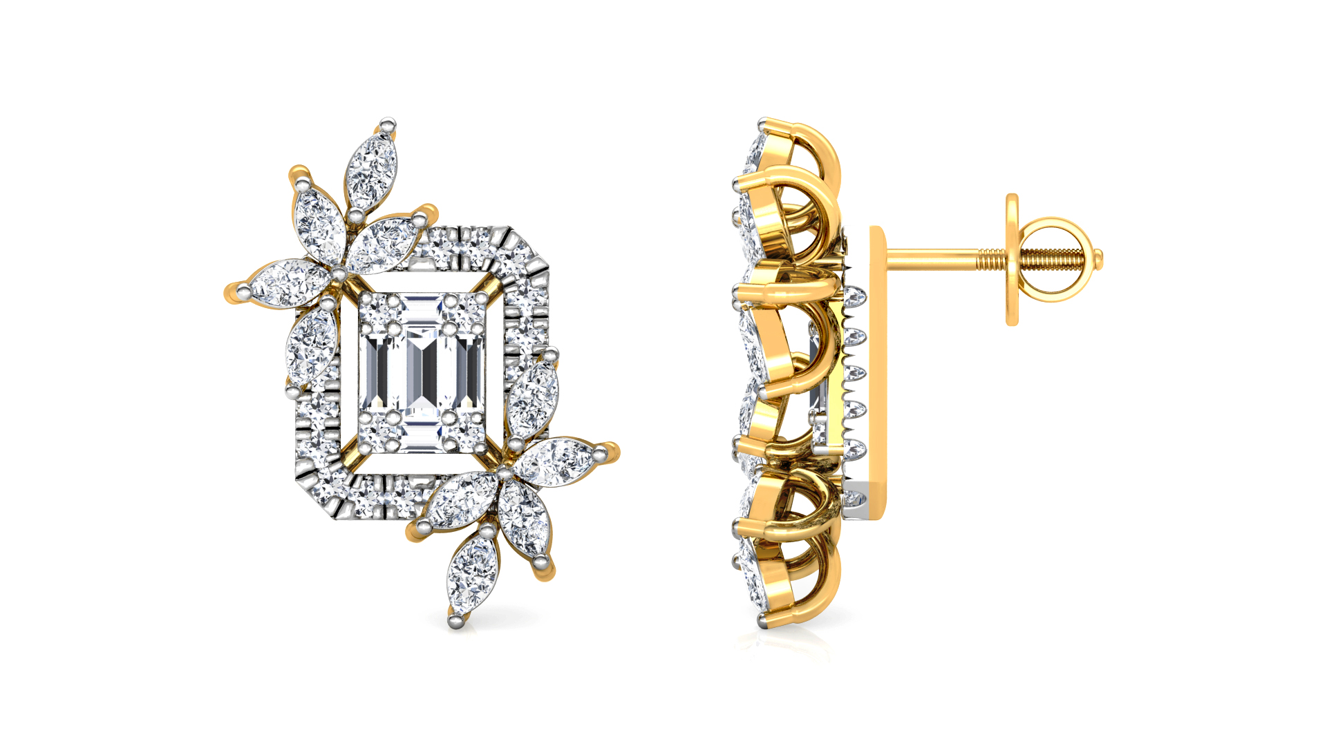 Designer Trendy Gold Diamond Earring