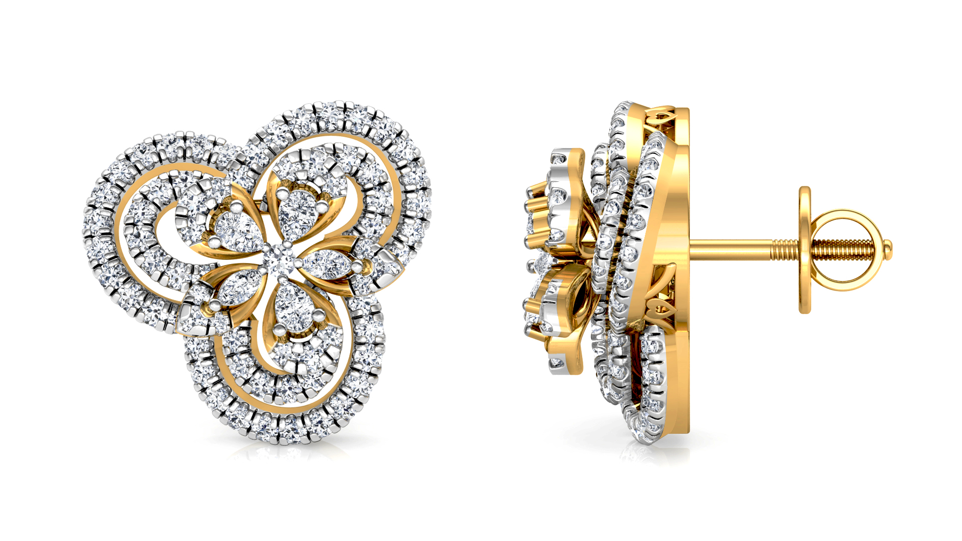 Designer Trendy Gold Diamond Earring