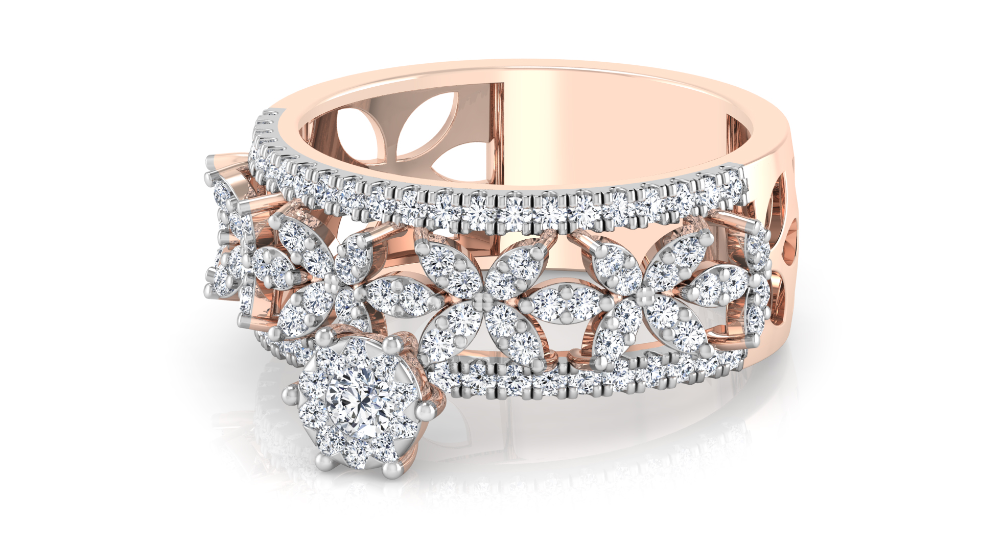 Designer Stylish 18 K Gold Diamond Ring for Women and Girls