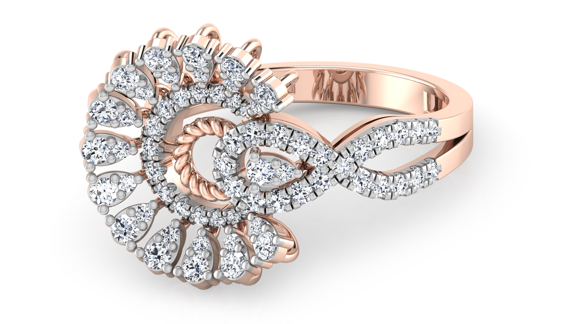 Designer Stylish 18 K Gold Diamond Ring for Women and Girls