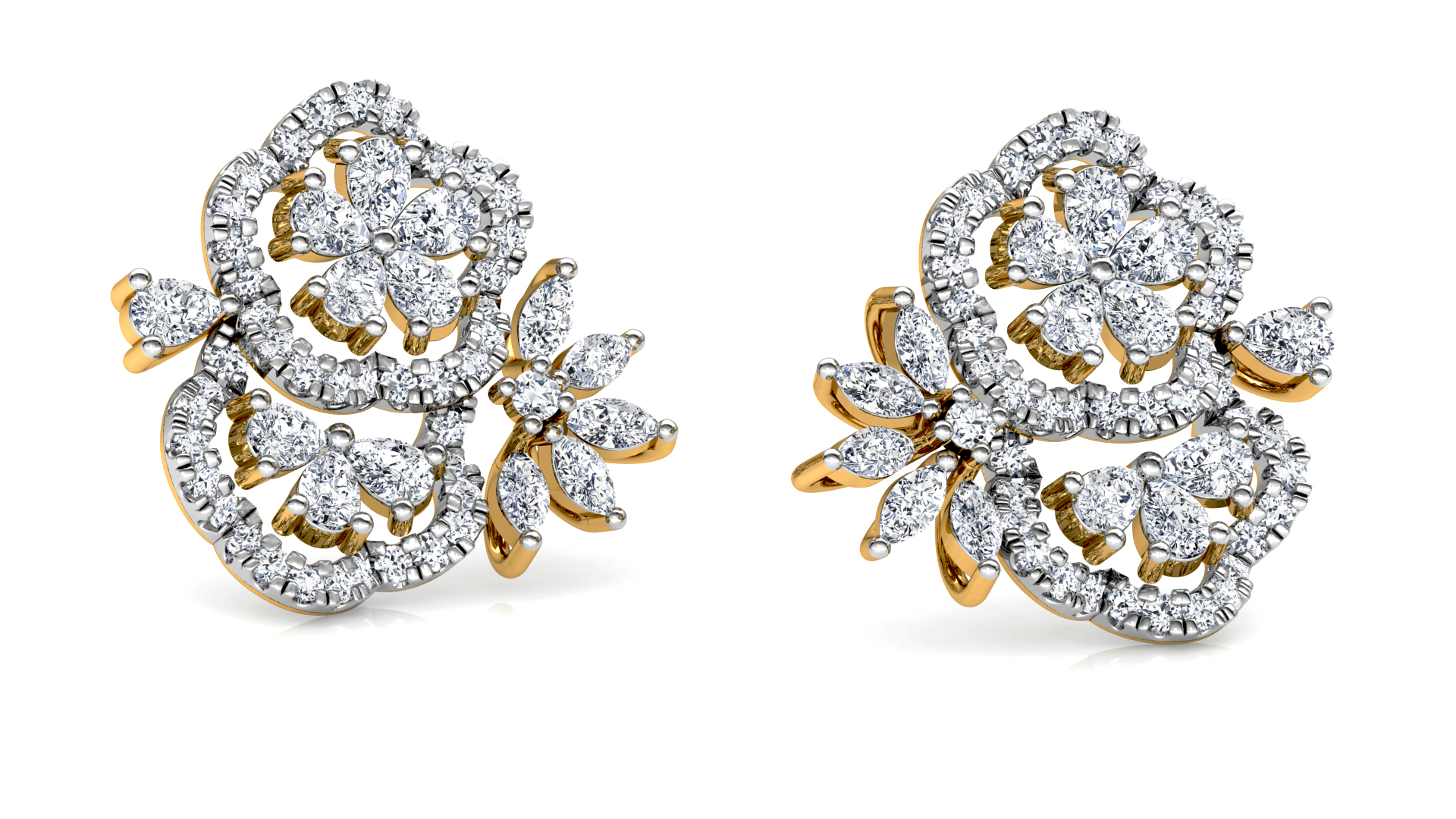 Designer Trendy Gold Diamond Earring