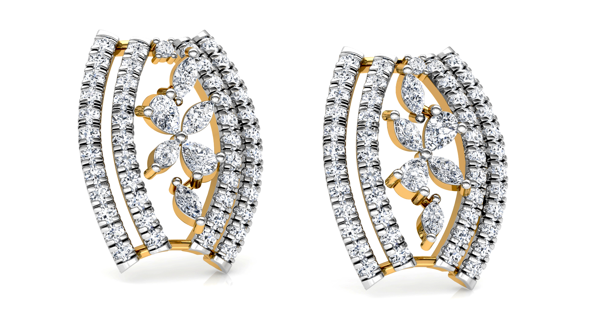 Designer Trendy Gold Diamond Earring