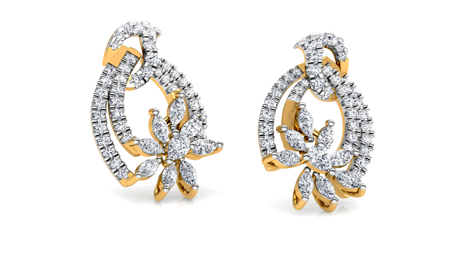 Designer Trendy Gold Diamond Earring