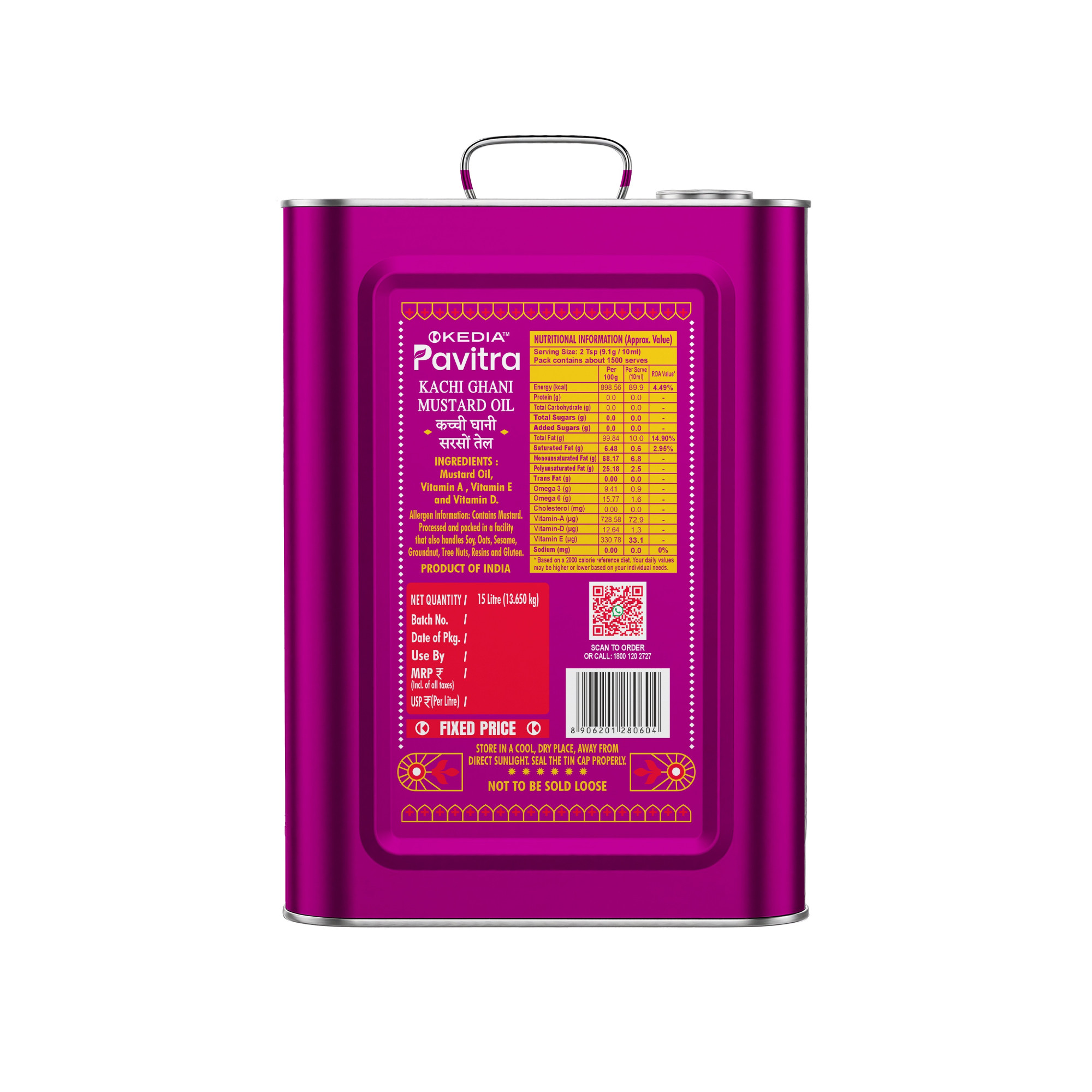Kachi Ghani Mustard Oil Tin