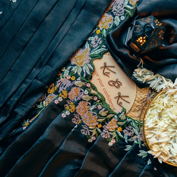 Fancy tussar silk saree with embroidery &amp; cutwork border