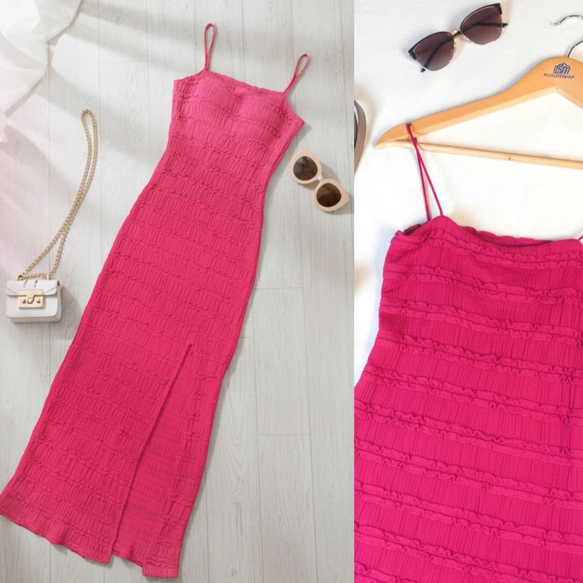 Glamorous Textured Ruffle Dress