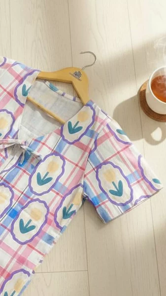 Image of Trendy Floral Plaid Shorts Co-ord Set - Cute Summer Outfit