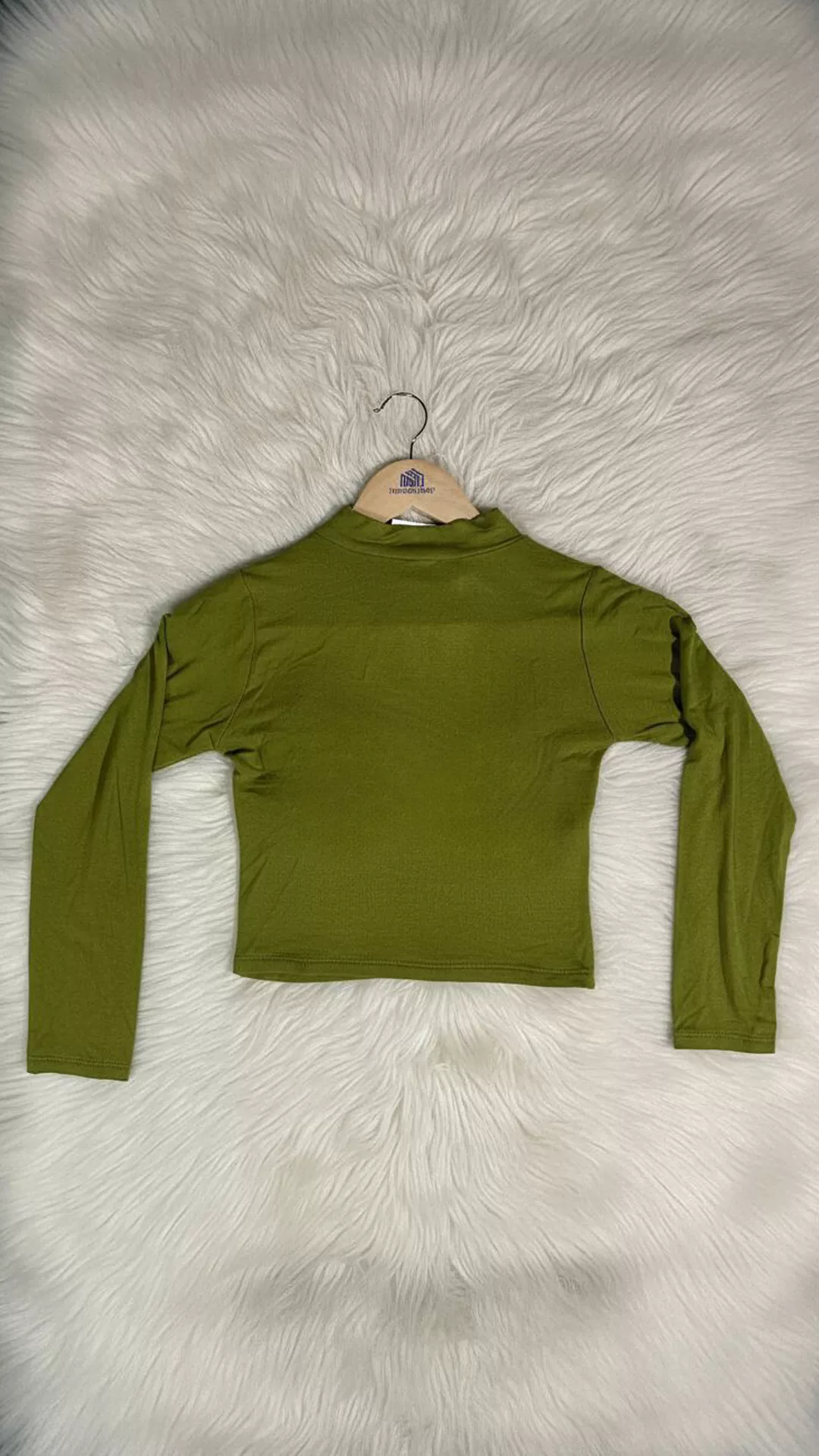 Trendy Metal Ring Cutout Crop Top - Long Sleeve Mock Neck