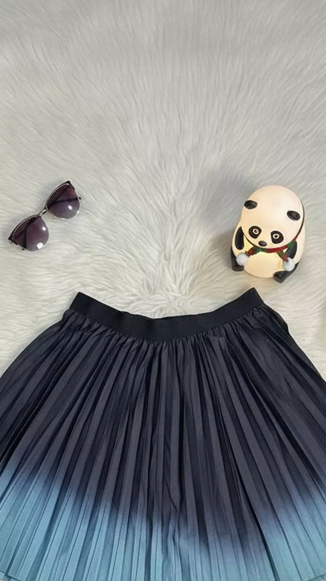 Trendy Ombre Pleated Midi Skirt - Tie-Dye Effect with Elastic Waist