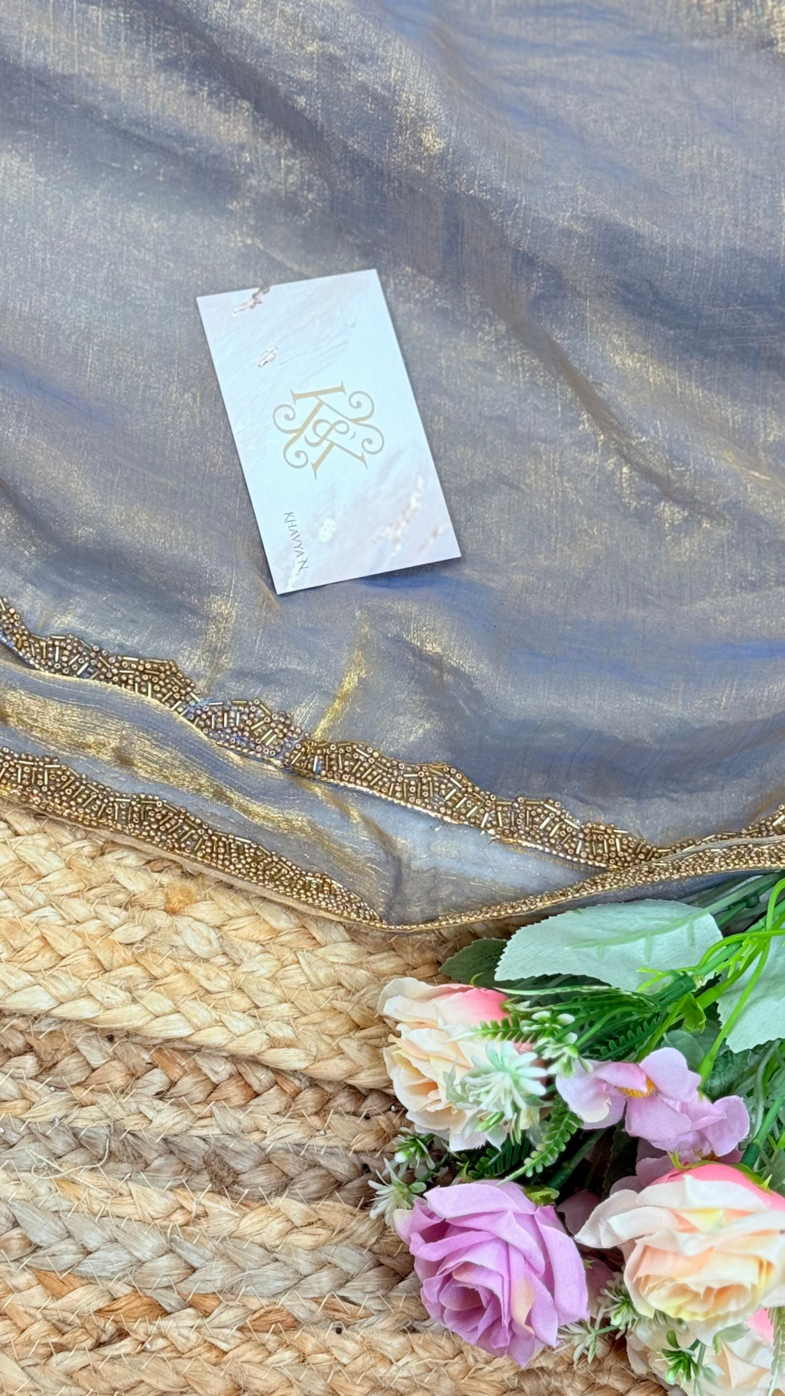 SPACE SILK TISSUE SAREE - TISYA