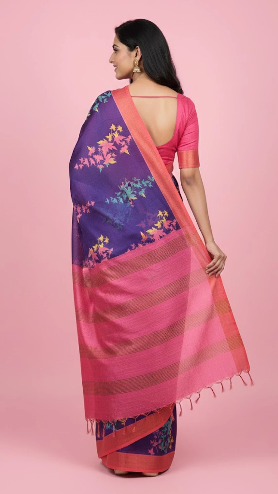Vibrant Purple Floral Jal Printed Saree