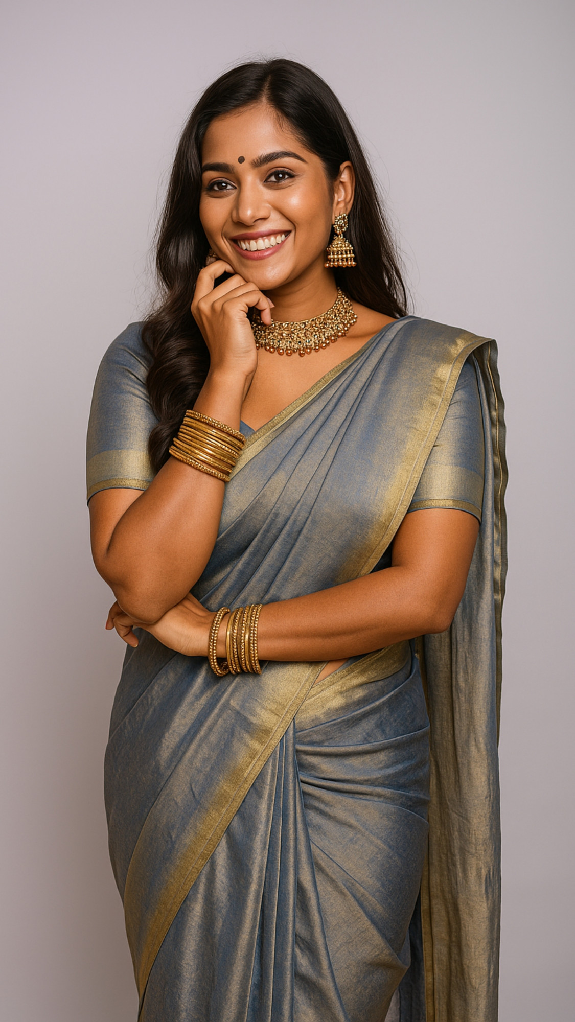 SPACE SILK TISSUE SAREE - TISYA