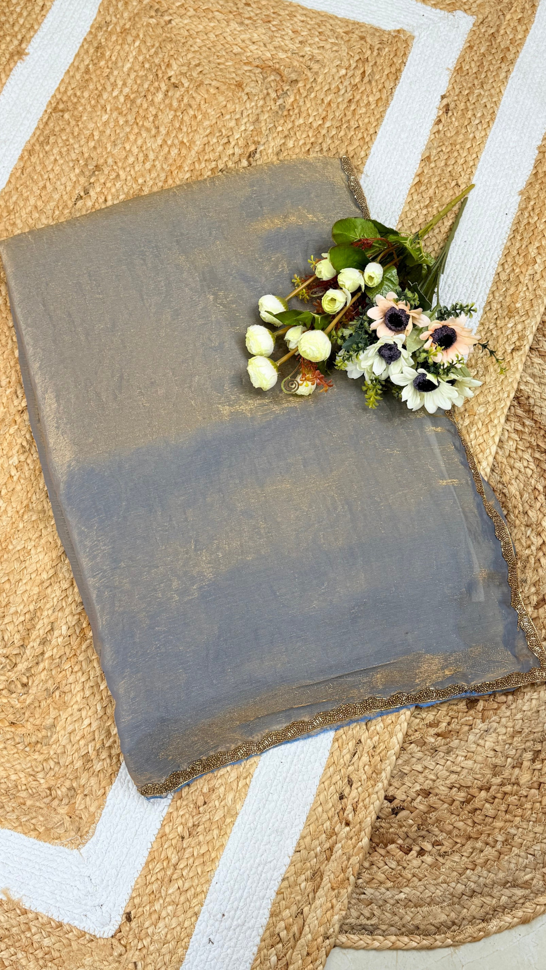 SPACE SILK TISSUE SAREE - TISYA