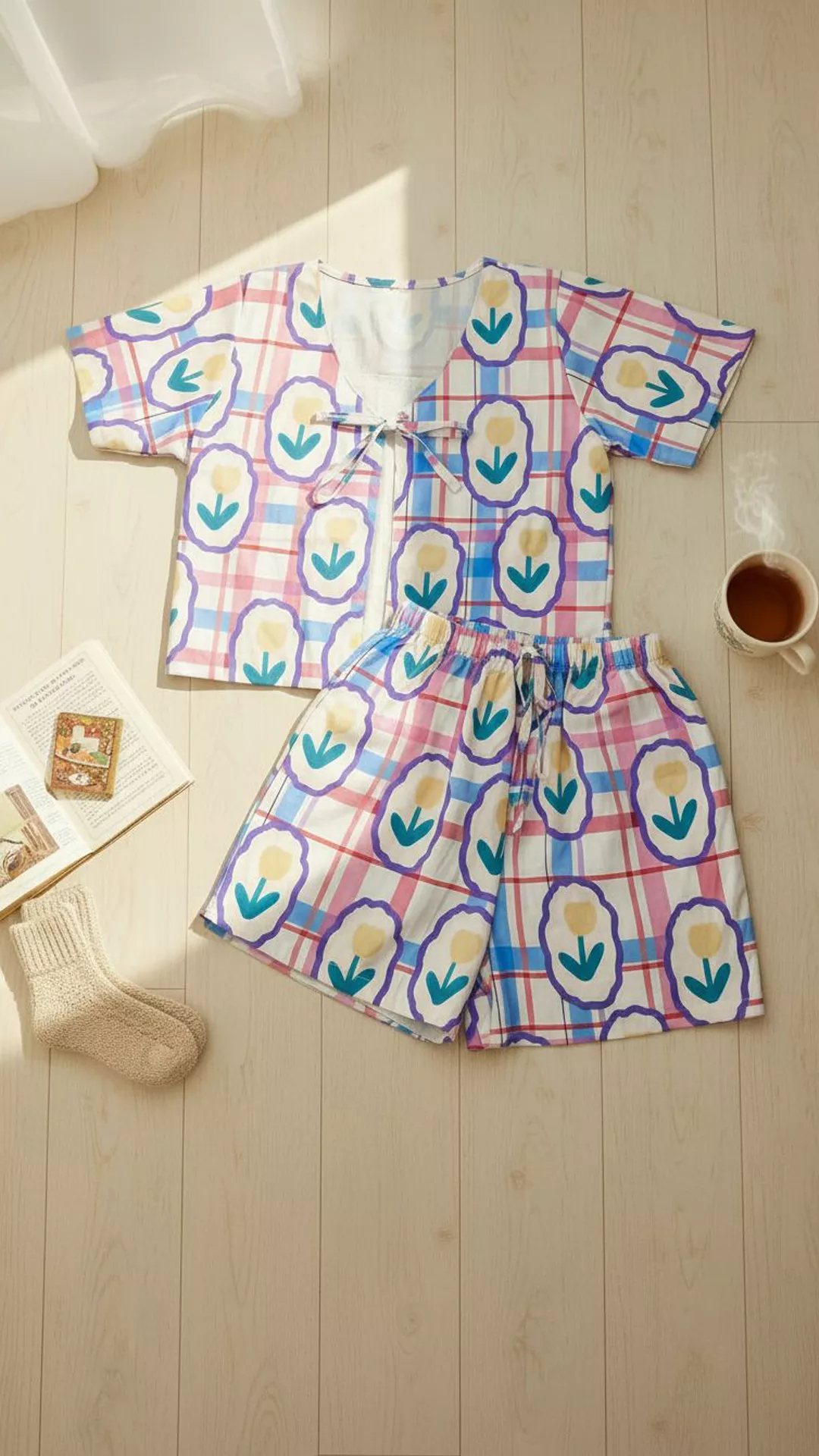 Trendy Floral Plaid Shorts Co-ord Set - Cute Summer Outfit
