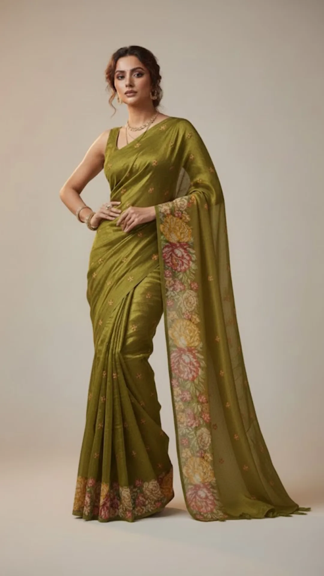 Tussar Tissue silk saree with floral weaving work