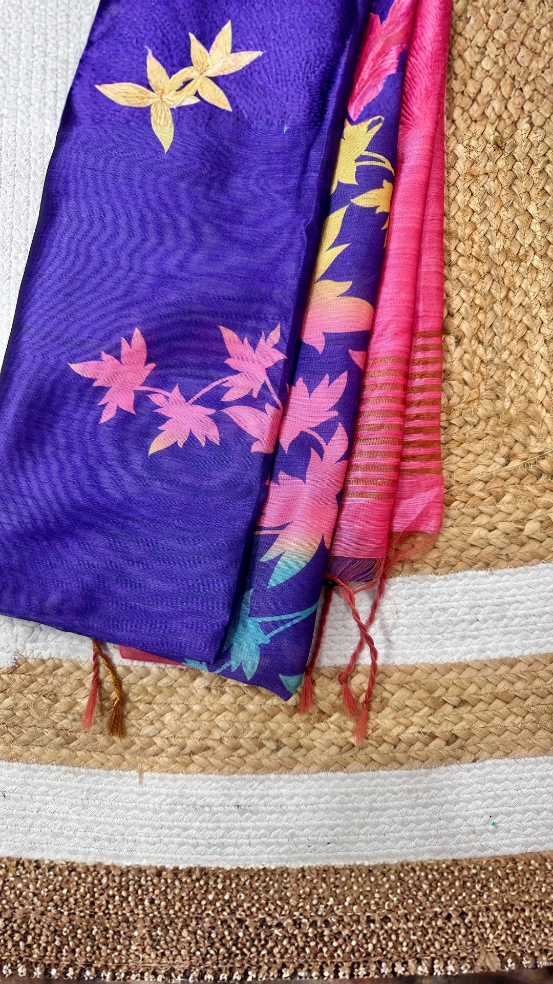 Vibrant Purple Floral Jal Printed Saree