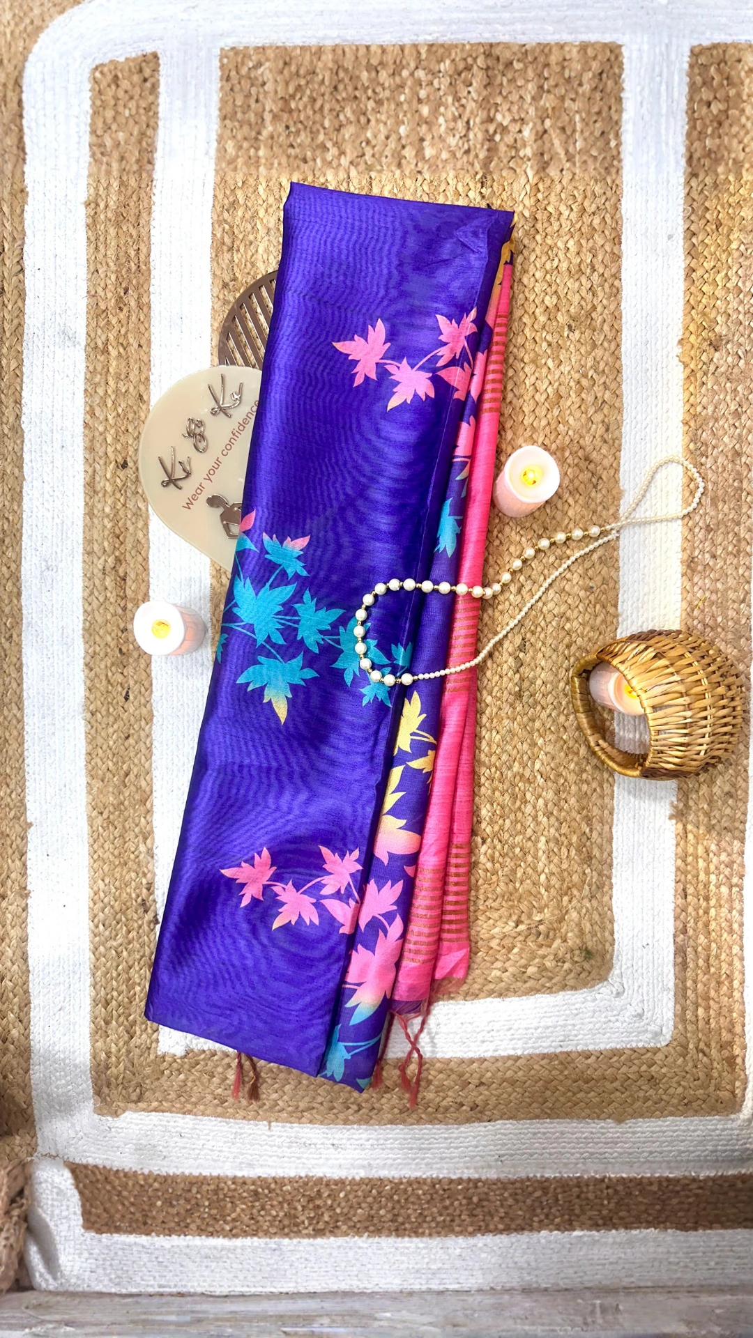 Vibrant Purple Floral Jal Printed Saree