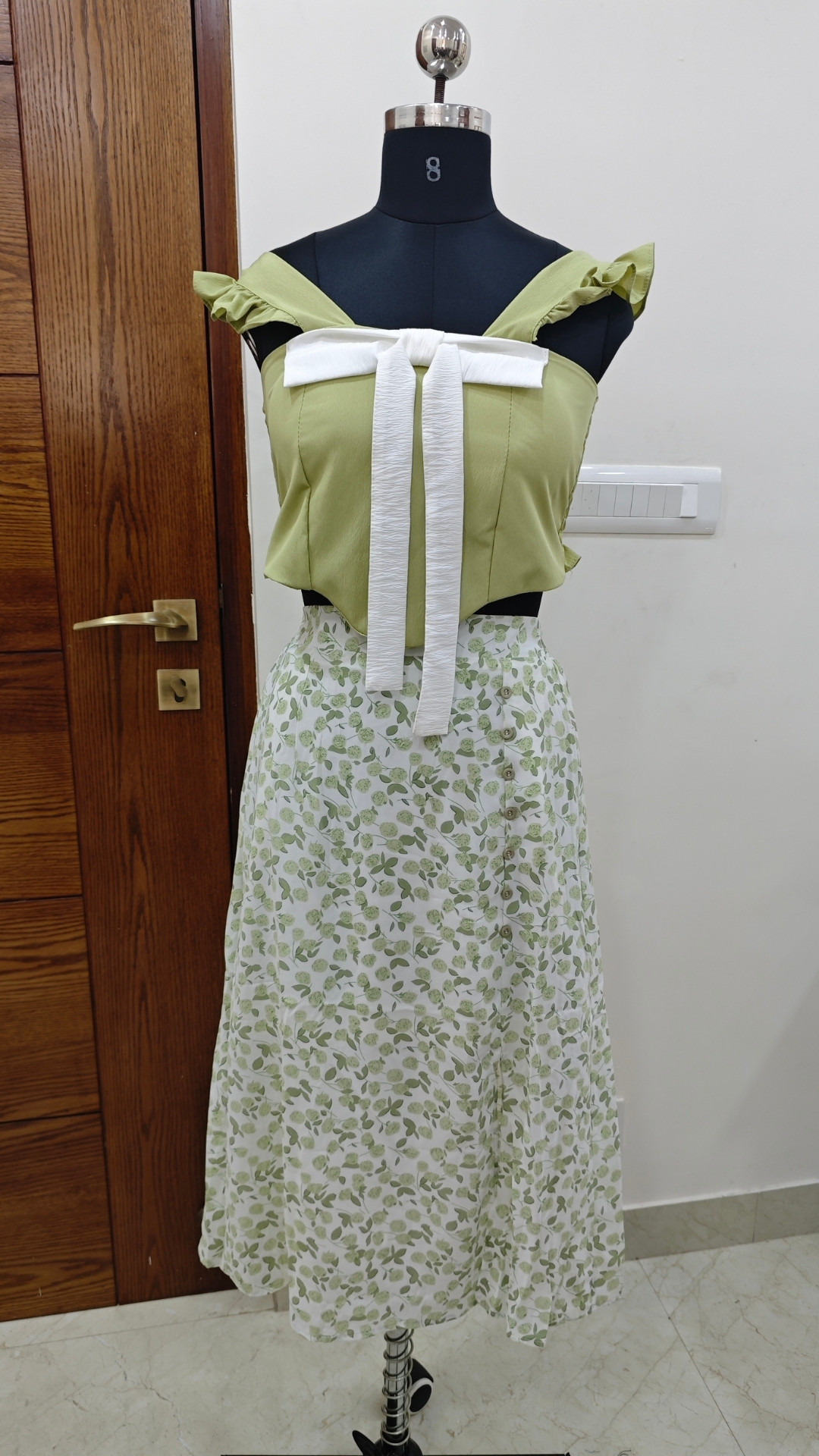 Sage Meadow Buttoned Midi Skirt