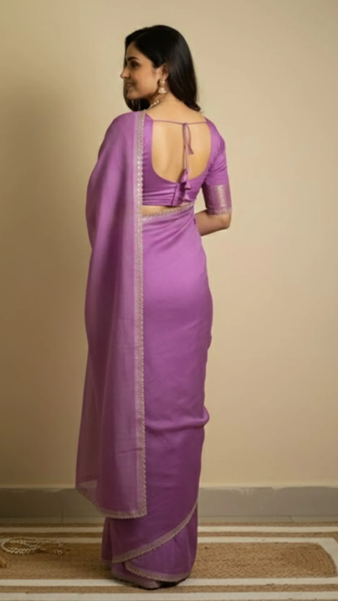 Glass Tissue Saree with Delicate Scallop Border - Multi-Variant