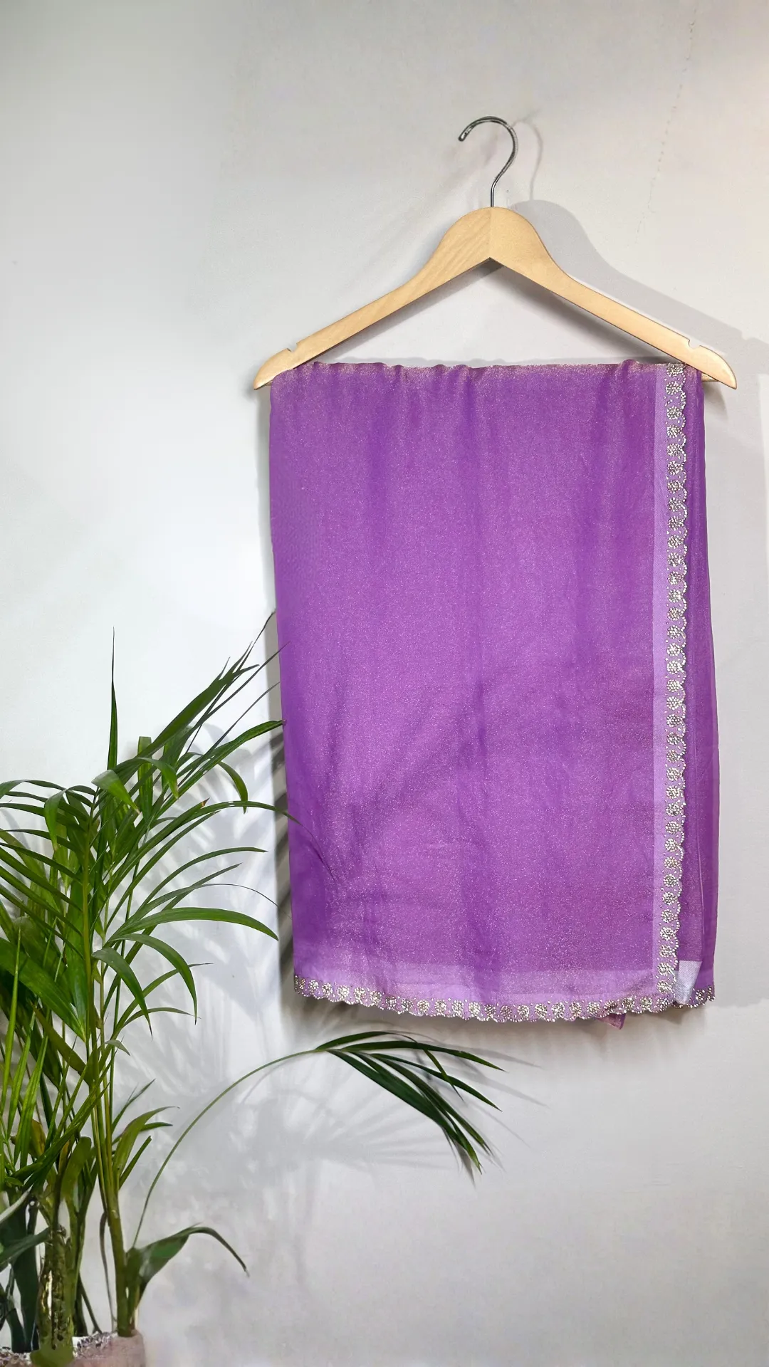 Glass Tissue Saree with Delicate Scallop Border - Multi-Variant