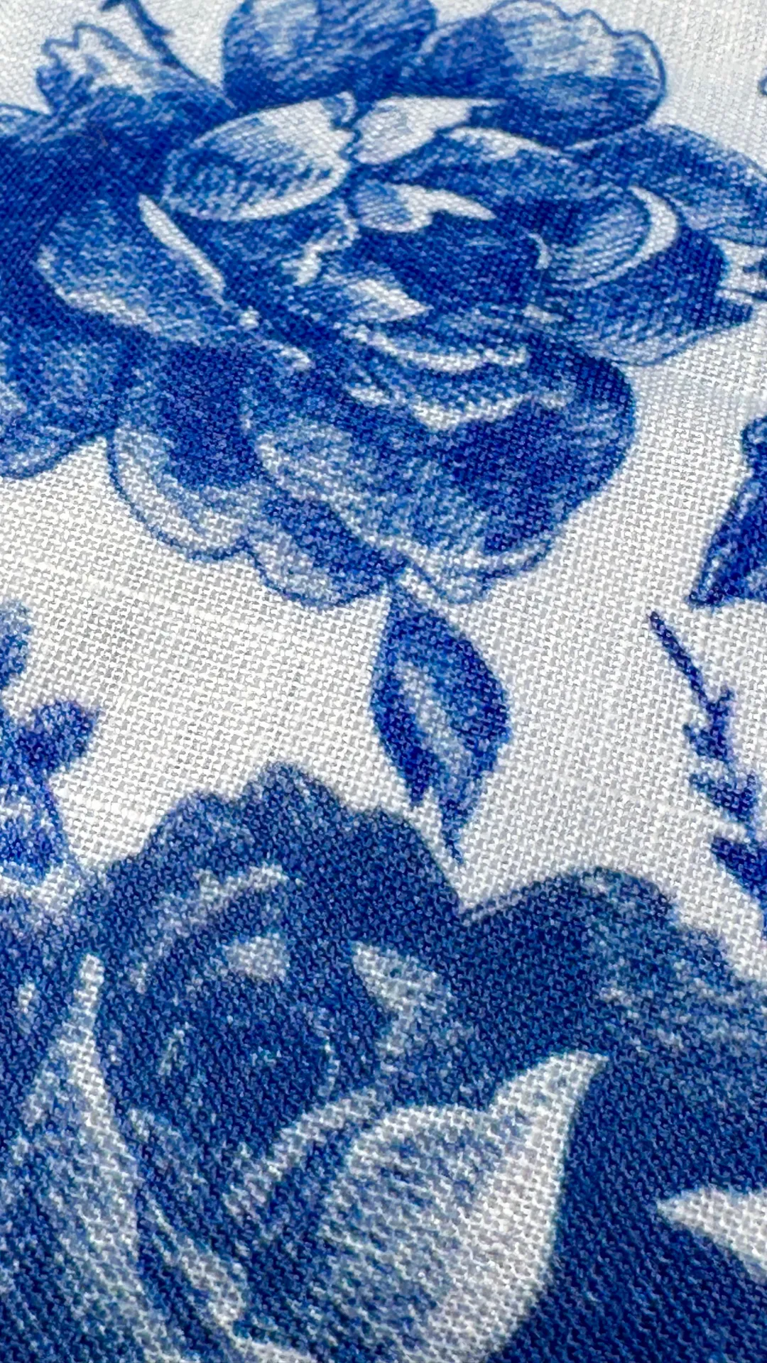 Royal Blue Floral Print Cotton Kurti with Keyhole Neckline