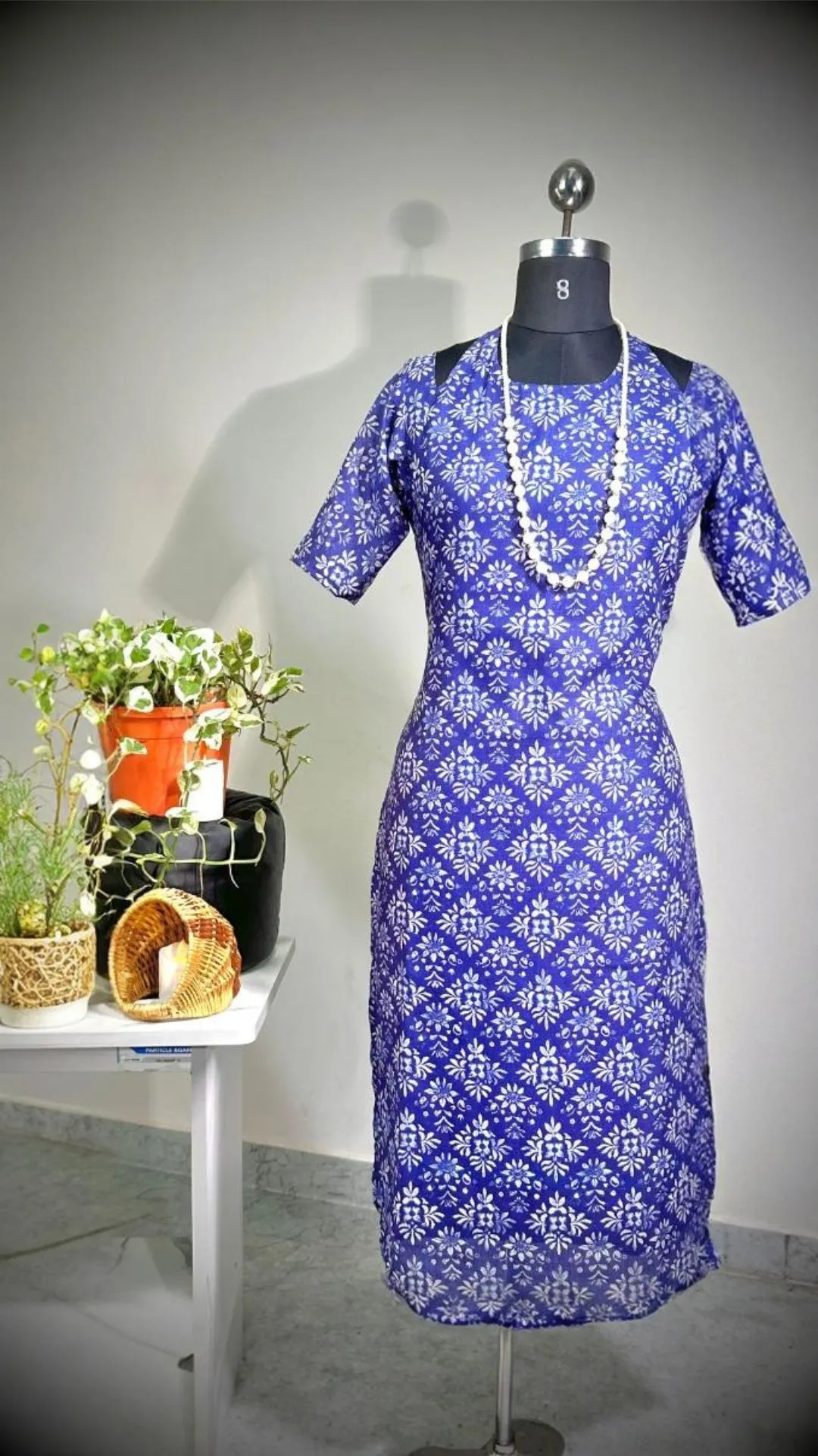 Pure viscous linen with customized neck work