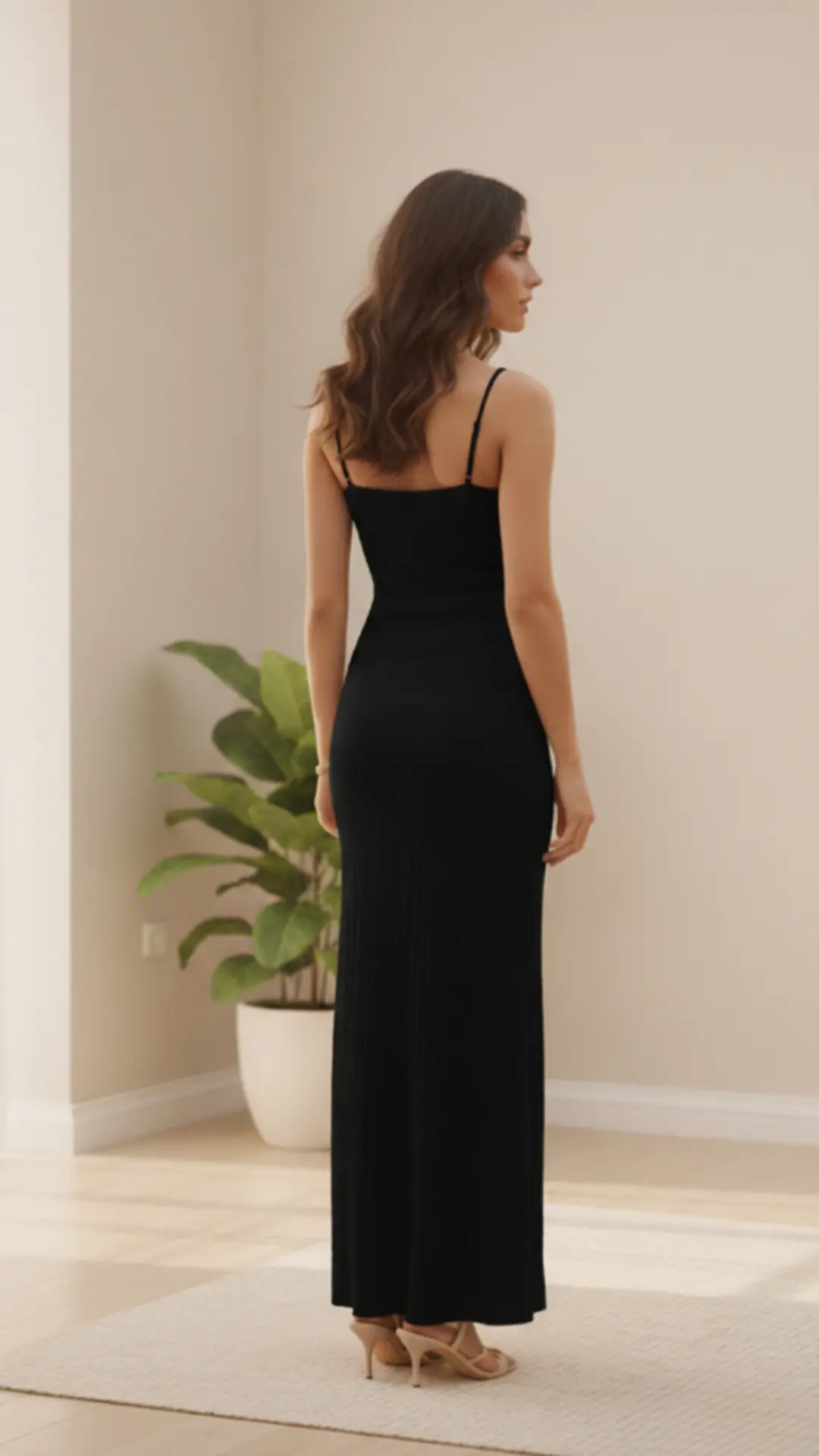 Glamorous Textured Ruffle Maxi Dress with Slit - Spaghetti Straps